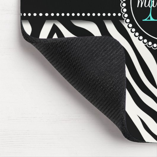 Moderner Girly schwarzer Aquazebra-Druck Mousepad (Ecke)