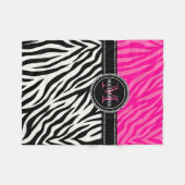 Moderner Girly schwarzer rosa Zebra-Druck Fleecedecke (Vorderseite (Horizontal))