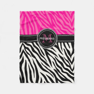 Moderner Girly schwarzer rosa Zebra-Druck Fleecedecke