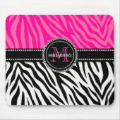 Moderner Girly schwarzer rosa Zebra-Druck Mousepad (Vorne)