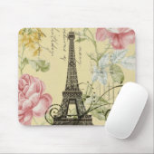 Moderner Girly Vintager mit Blumenturm Paris Mousepad (Mit Mouse)
