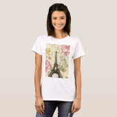 Moderner Girly Vintager mit Blumenturm Paris T-Shirt (Vorne ganz)