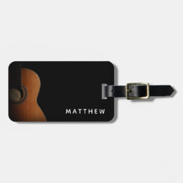 Moderner Gitarrist Schwarz-Weiß-Foto Gepäckanhänger