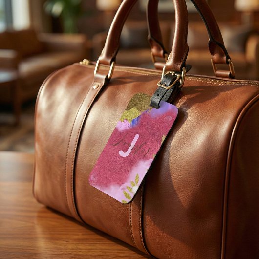 Moderner Glam Abstrakt Pink Gold Glimmering Glitze Gepäckanhänger