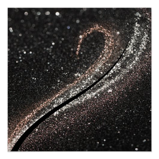 Moderner Glam Black Glitzer Poster (Vorderseite)