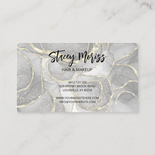 Moderner Glam Chic Elegante Gold Schwarz & Weiß Visitenkarte (Rückseite)