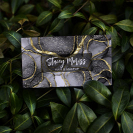 Moderner Glam Chic Elegante Gold Schwarz & Weiß Visitenkarte