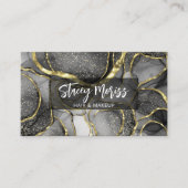 Moderner Glam Chic QR Code Gold Black & White Visitenkarte (Vorderseite)