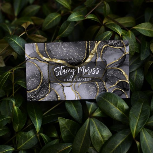 Moderner Glam Chic QR Code Gold Black & White Visitenkarte