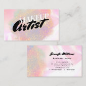 Moderner Glam Glitzer Makeup Artist Holographic Bu Visitenkarte (Vorne/Hinten)