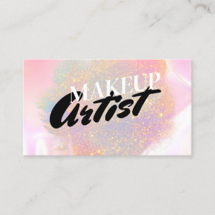 Moderner Glam Glitzer Makeup Artist Holographic Bu Visitenkarte