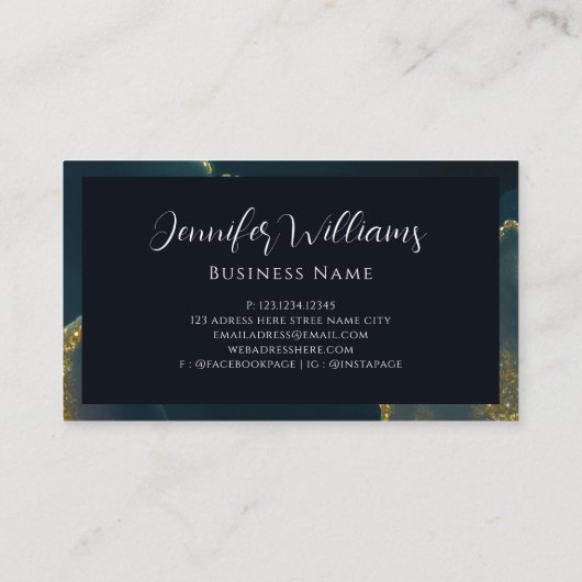 Moderner Glam Gold Glitzer Hochzeitsplaner Grün Visitenkarte (Rückseite)