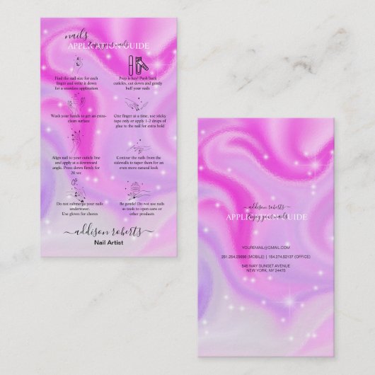 Moderner Glam Iridescent Nails Application Guide B Visitenkarte (Vorne/Hinten)