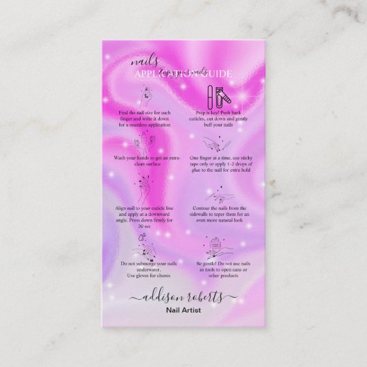 Moderner Glam Iridescent Nails Application Guide B Visitenkarte (Vorderseite)