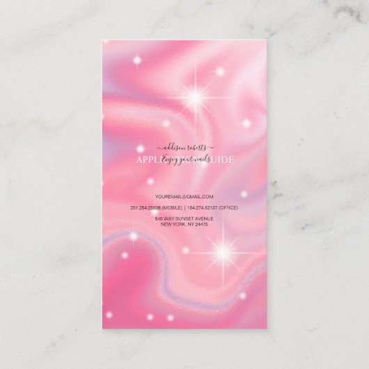 Moderner Glam Iridescent Nails Application Guide B Visitenkarte (Rückseite)