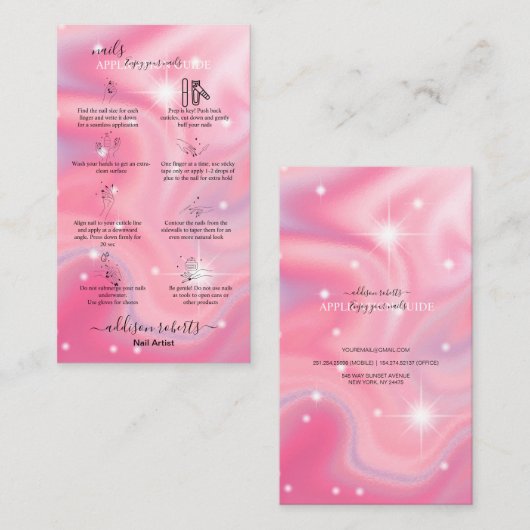 Moderner Glam Iridescent Nails Application Guide B Visitenkarte (Vorne/Hinten)