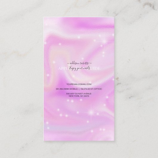 Moderner Glam Iridescent Nails Application Guide B Visitenkarte (Rückseite)