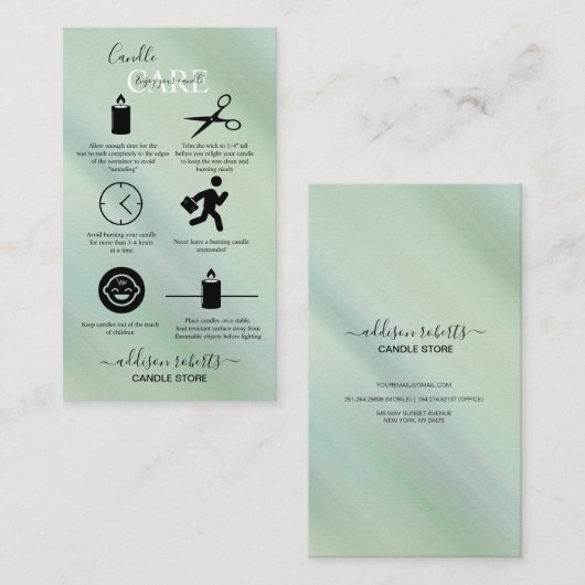 Moderner Glam Iridescent Sparkle Candle Care Busin Visitenkarte (Vorne/Hinten)