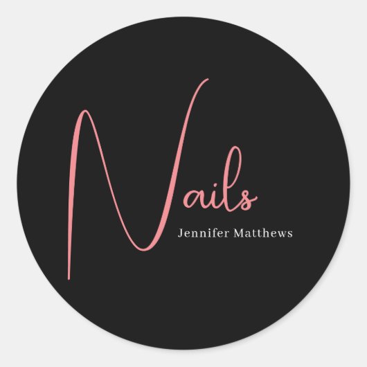 Moderner Glam-Rosa-Neon Schönheitstechniker Maniku Runder Aufkleber (Vorderseite)