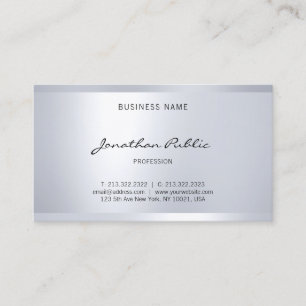 Moderner Glam Schlicht Elegante Handschrift Silver Visitenkarte