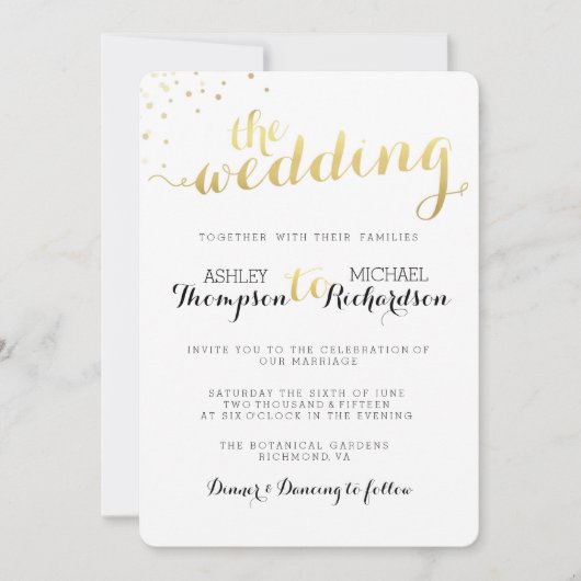 Moderner Glamour für Hochzeitsfeiern Einladung (Vorderseite)