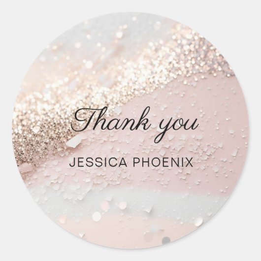 Moderner Glamour Glitzer Klassischer Rundaufkleber Runder Aufkleber (Vorderseite)