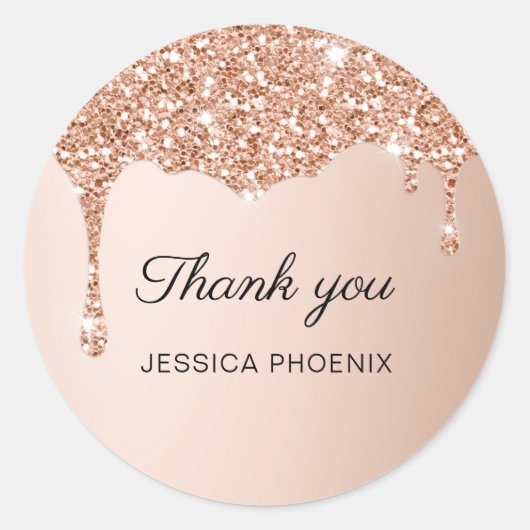Moderner Glamour Glitzer Klassischer Rundaufkleber Runder Aufkleber (Vorderseite)