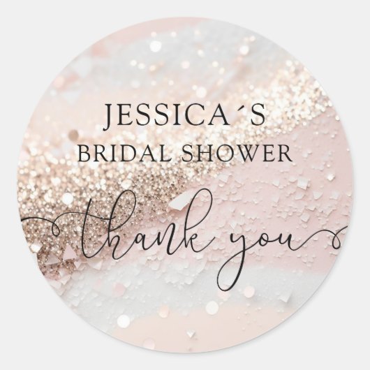 Moderner Glamour Glitzer Klassischer Rundaufkleber Runder Aufkleber (Vorderseite)