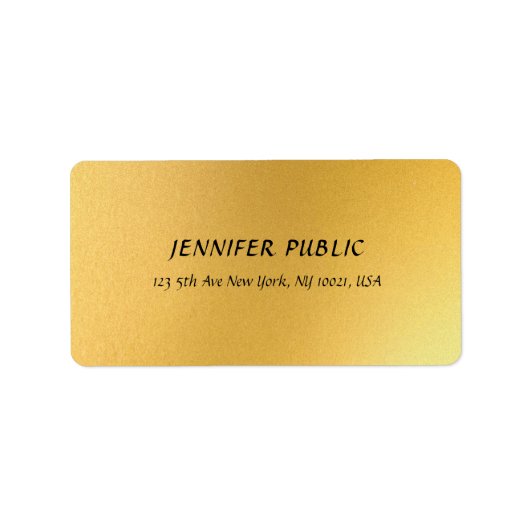 Moderner Glamour Gold Elegantes Goldenes Design Ad Adressaufkleber (Vorne)