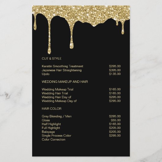 Moderner Glamour Gold-Gelb Schwarz Glitzer Flyer (Hinten)