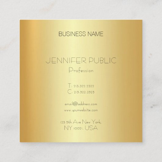 Moderner Glamour Gold Look Elegante einfache Vorla Quadratische Visitenkarte (Rückseite)