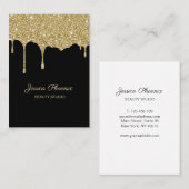 Moderner Glamour Gold Schwarz Glitter Visitenkarte (Vorne/Hinten)