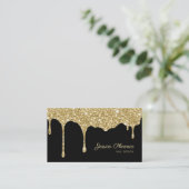Moderner Glamour Gold Schwarz Glitter Visitenkarte (Stehend Vorderseite)