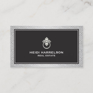 Moderner Glamour Realtor, Real Anwesen Silver/Blac Visitenkarte