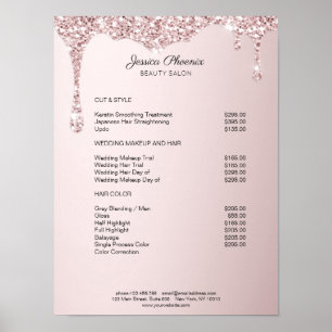Moderner Glamour Rosa Glitzer sinkt Poster