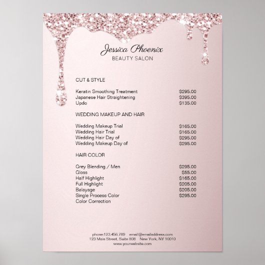 Moderner Glamour Rosa Glitzer sinkt Poster (Vorne)