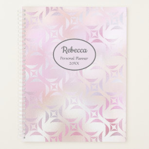 Moderner Glamour Rosa Silber Personalisierter Name Planer