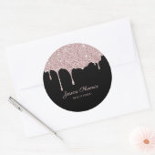 Moderner Glamour Rose Gold Schwarz Glitter Runder Aufkleber (Umschlag)