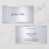 Moderner Glamour Silver Look Elegante Sleek Schlic Visitenkarte (Vorne/Hinten)