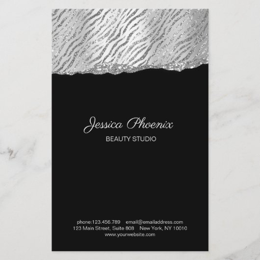 Moderner Glamour Silver Pattern Glitzer Flyer (Vorne)