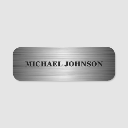 Moderner Glamour Silver Personalisiert Namensschild (Vorderseite)