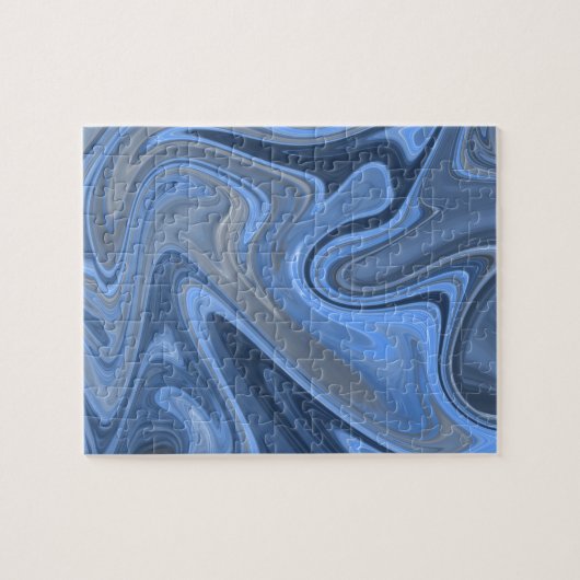 Moderner, glänzender Blauwassermarmor Puzzle (Horizontal)