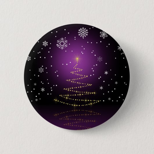 Moderner Gleamy Weihnachtsbaum Button (Vorderseite)