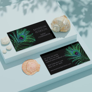 Moderner Glitter-Feder-Eventplaner Visitenkarte