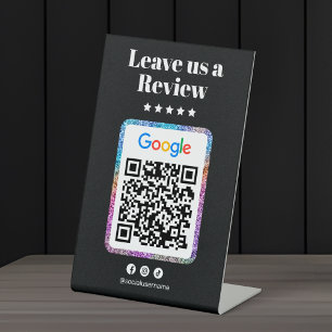 Moderner Glitter-Frisiersalon Google Bewertungen Q Sockelschild