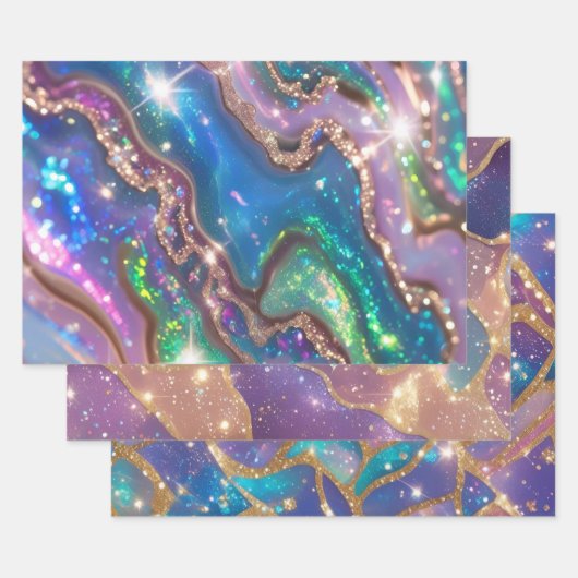 Moderner Glitter Opal Geschenkpapier Set (Set)
