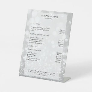 Moderner Glitter Salon Price Sockelschild