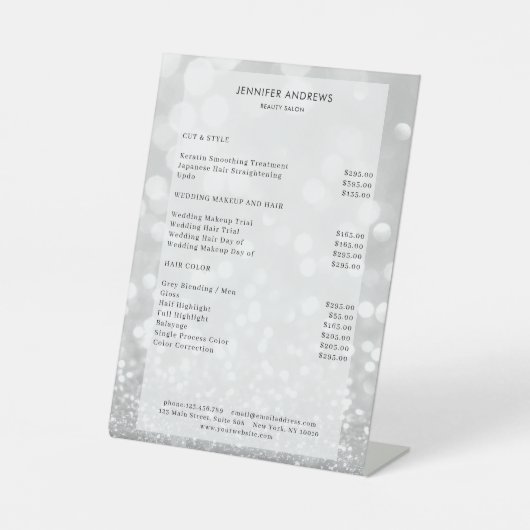 Moderner Glitter Salon Price Sockelschild (Vorderseite)