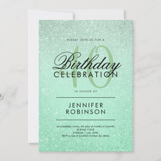 Moderner Glitzer aller Altersklassen Einladung (Vorderseite)