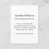 Moderner Glitzer Augenbrauen Visitenkarte (Rückseite)